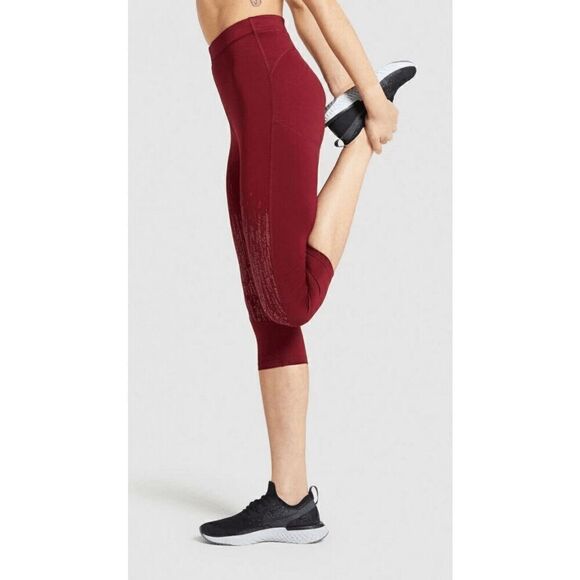 Gymshark Burgundy Claret Cropped Capri Athletic Leggings XS NWOT - Picture 9 of 9